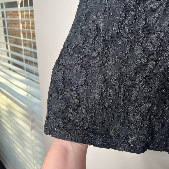 Double D Ranch Women's Long Sleeve Black Knit Lace Top M - Picture 5 of 6